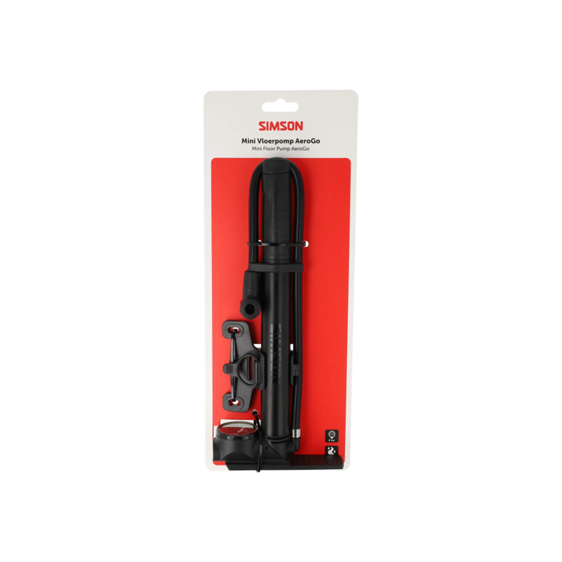 Simson AeroGo Mini Fietspomp - 90° Draaibaar - Zwart