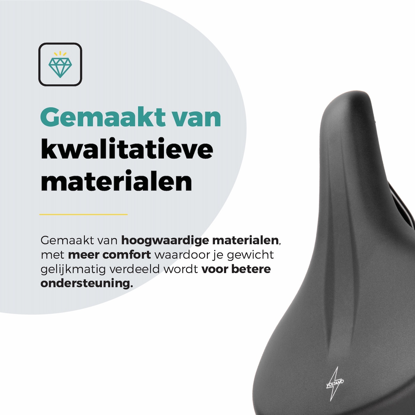Voltano E-bike City Fietszadel 3.0 Breed - Zwart - Unisex - Met Zadelstrop