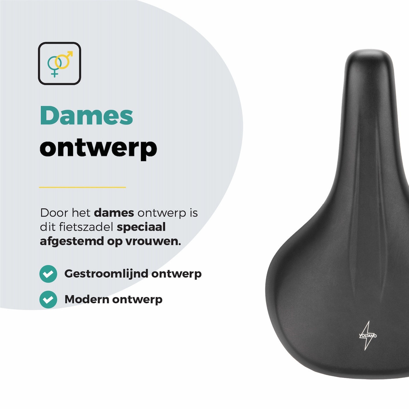 Voltano E-bike City Fietszadel 2.0 Middel - Zwart - Dames - Met Zadelstrop