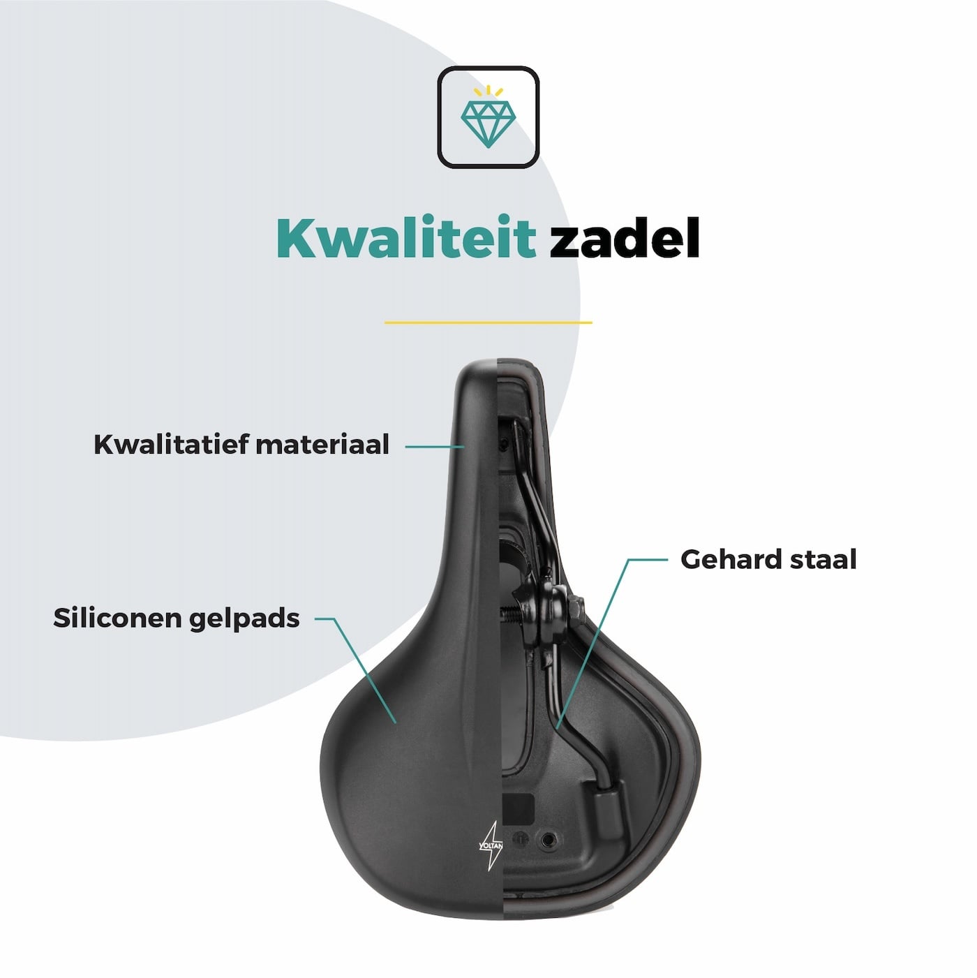 Voltano E-bike City Fietszadel 2.0 Middel - Zwart - Dames - Met Zadelstrop
