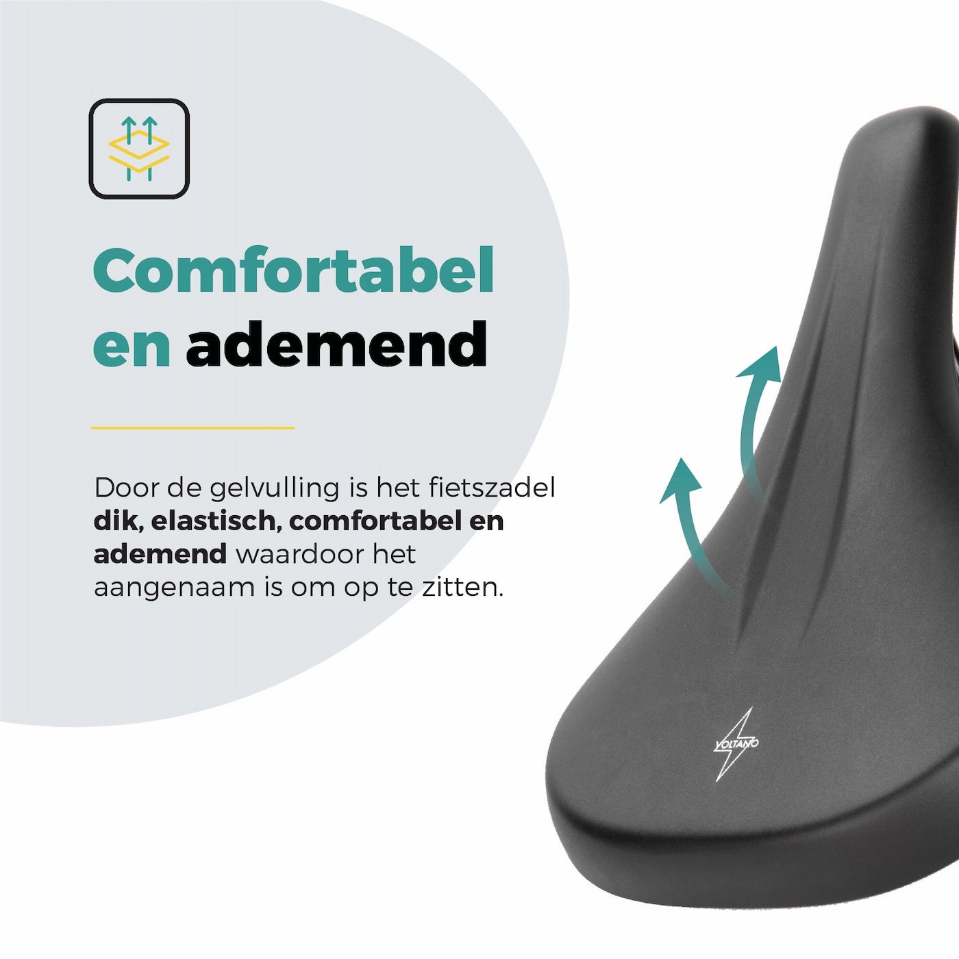 Voltano E-bike City Fietszadel 2.0 Middel - Zwart - Dames - Met Zadelstrop