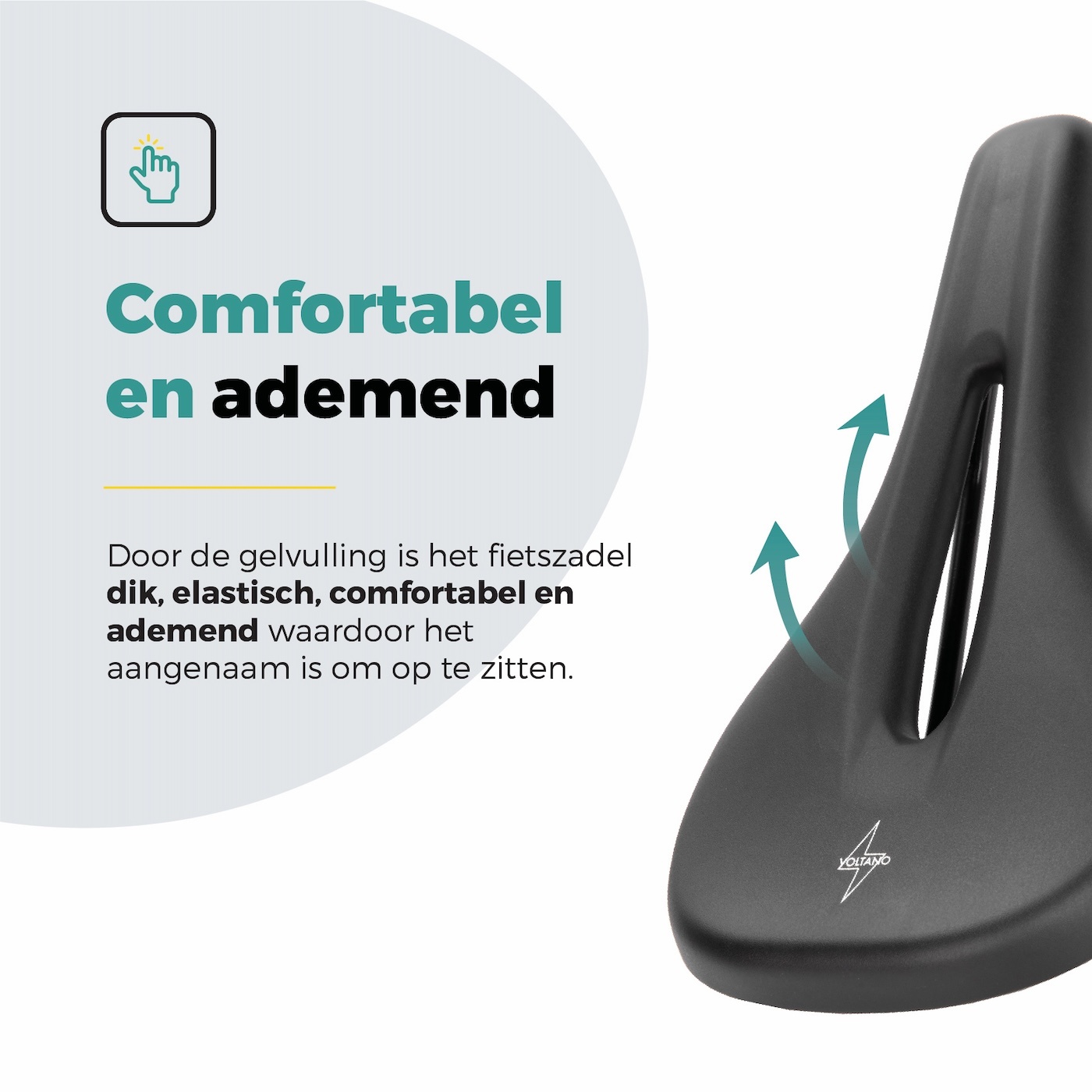 Voltano E-bike Pro Fietszadel 1.0 Trekking Smal - Zwart - Heren