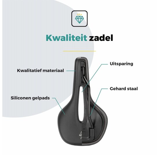 Voltano E-bike Pro Fietszadel 1.0 Trekking Smal - Zwart - Heren