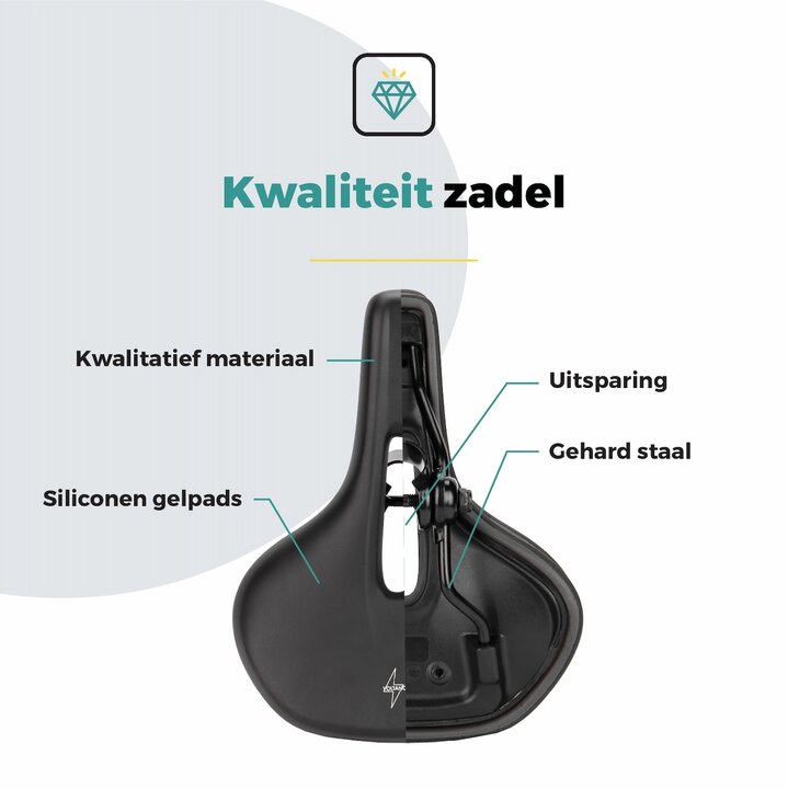 Voltano E-bike Pro Fietszadel 3.0 Breed - Zwart - Unisex - Met Zadelstrop