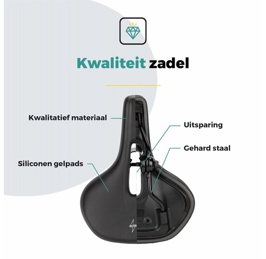 Voltano E-bike Pro Fietszadel 3.0 Breed - Zwart - Unisex - Met Zadelstrop