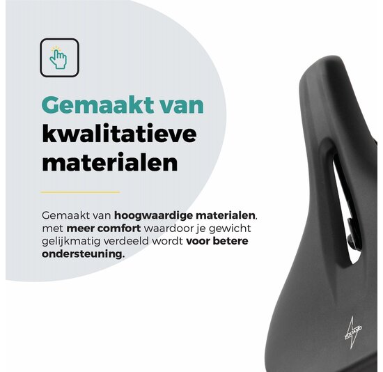 Voltano E-bike Pro Fietszadel 3.0 Breed - Zwart - Unisex - Met Zadelstrop