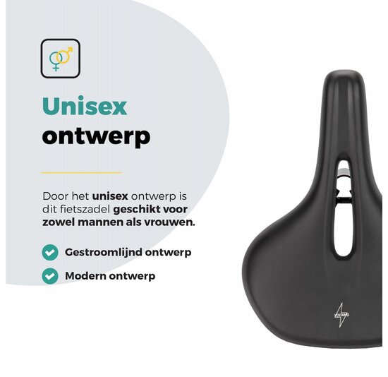 Voltano E-bike Pro Fietszadel 3.0 Breed - Zwart - Unisex - Met Zadelstrop