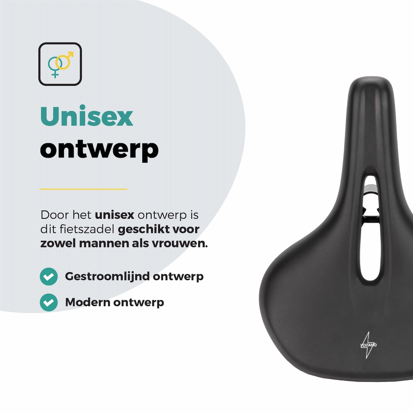 Voltano E-bike Pro Fietszadel 3.0 Breed - Zwart - Unisex - Met Zadelstrop
