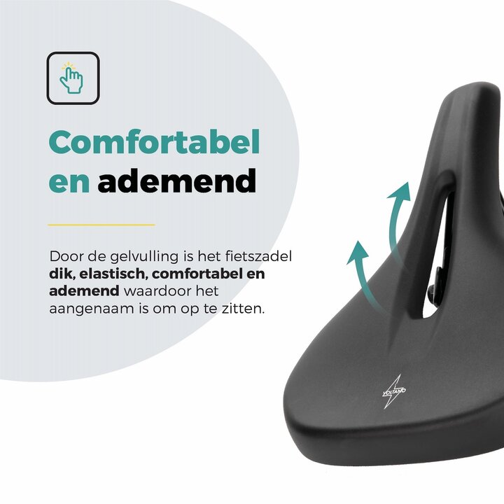 Voltano E-bike Pro Fietszadel 3.0 Breed - Zwart - Unisex - Met Zadelstrop