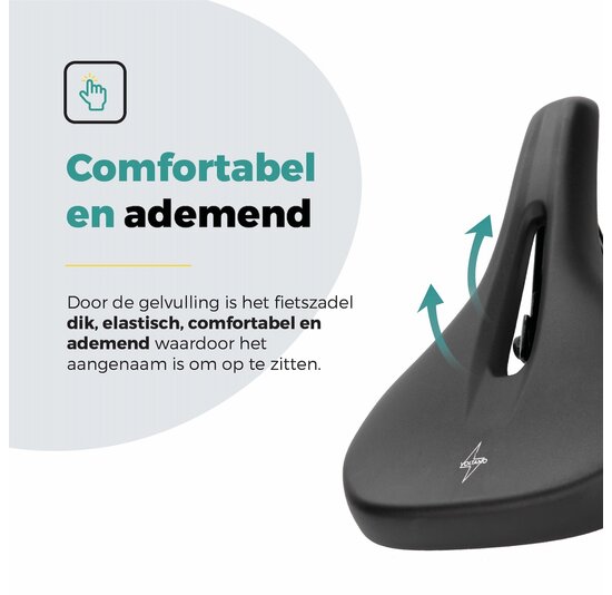 Voltano E-bike Pro Fietszadel 3.0 Breed - Zwart - Unisex - Met Zadelstrop