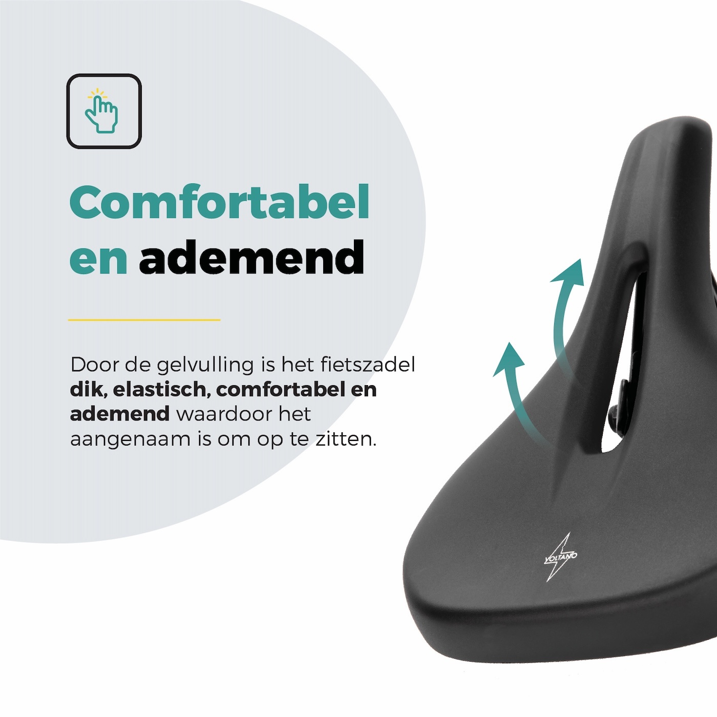 Voltano E-bike Pro Fietszadel 3.0 Breed - Zwart - Unisex - Met Zadelstrop
