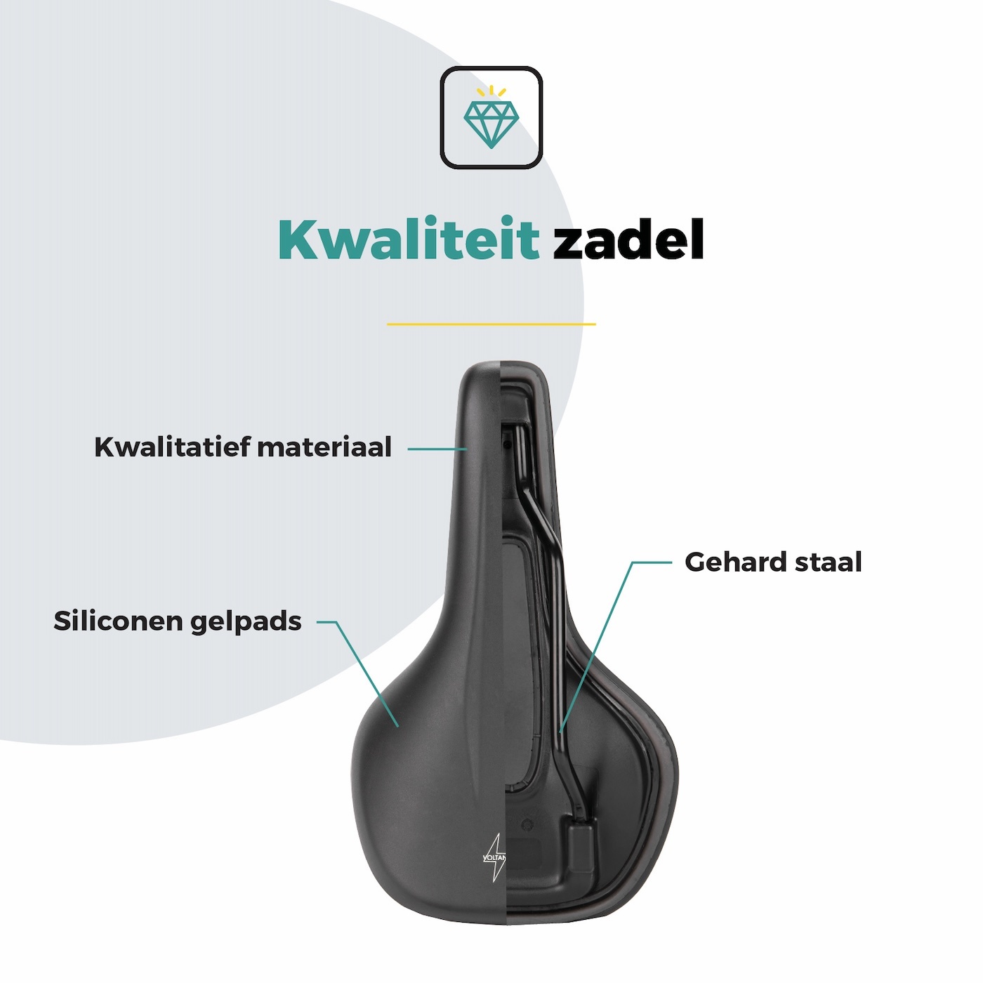 Voltano E-bike City Fietszadel 1.0 Trekking Smal - Zwart - Heren