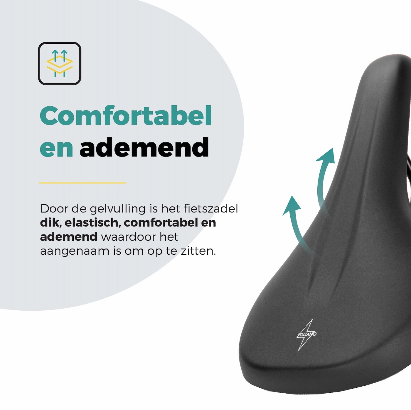 Voltano E-bike City Fietszadel 1.0 Trekking Smal - Zwart - Heren