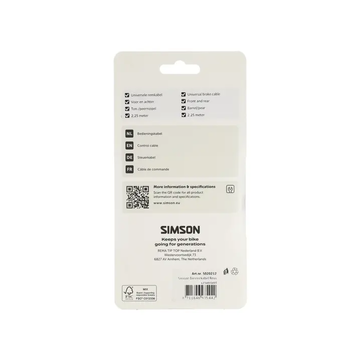 Simson Rem Binnenkabel - Universeel - 225CM