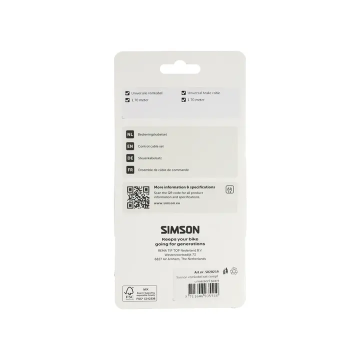 Simson Remkabelset Compleet - Universeel - 170CM - Zwart
