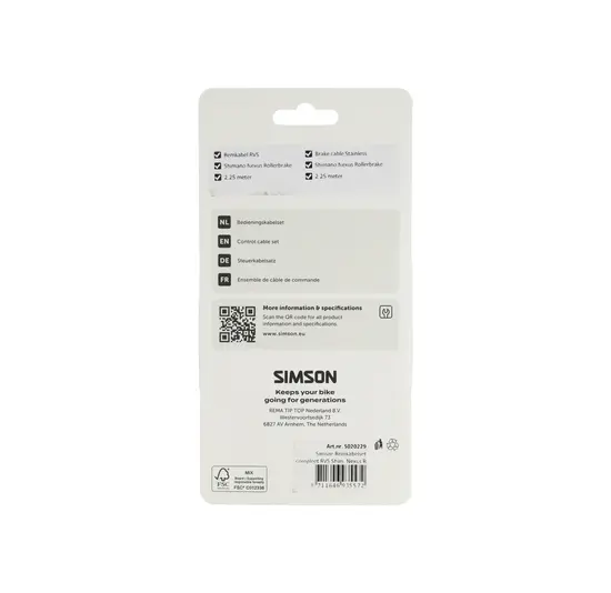 Simson Remkabelset Compleet - Shimano Nexus Rollerbrake - RVS - 225CM - Zwart