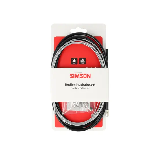 Simson Trommelremkabelset Compleet - Universeel - 225cm - Zwart