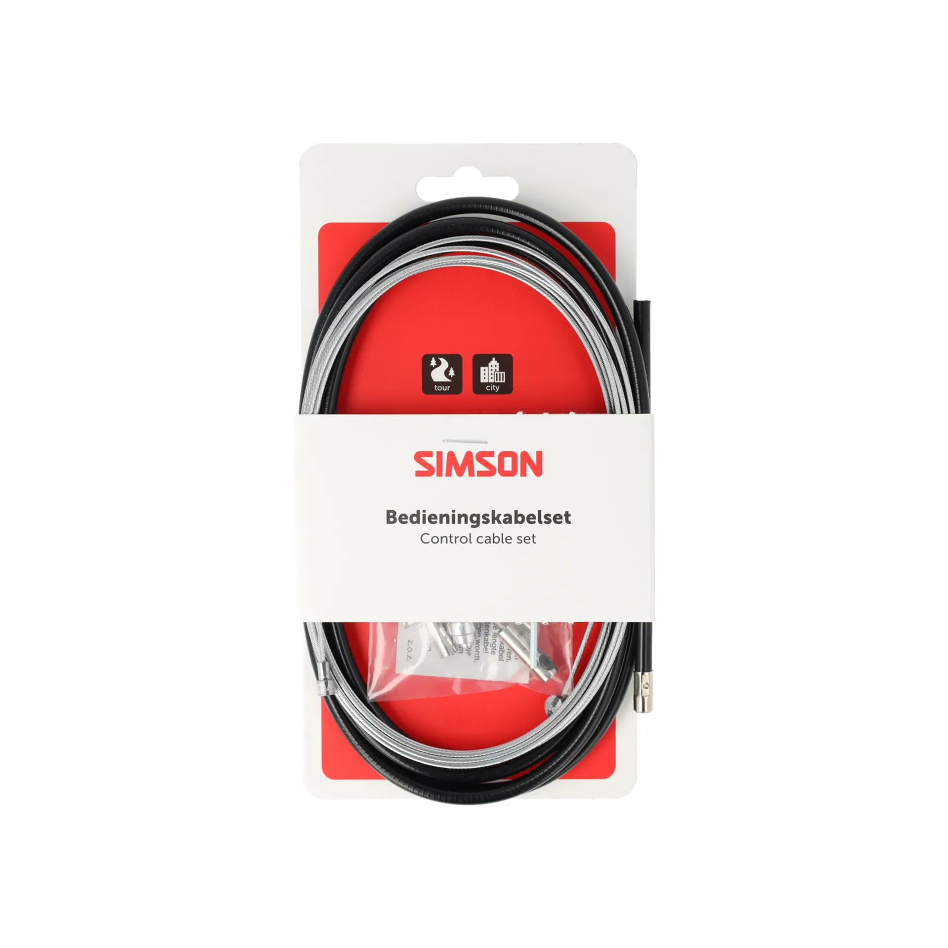 Simson Trommelremkabelset Compleet - Universeel - 225cm - Zwart