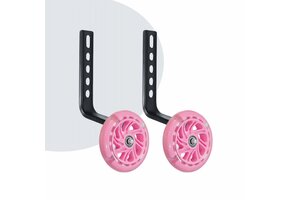 Voltano Zijwieltjes LED Verlichting Solid – Roze – 12-20 Inch - Verstevigd Staal