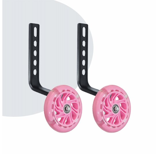 Voltano Zijwieltjes LED Verlichting Solid – Roze – 12-20 Inch - Verstevigd Staal