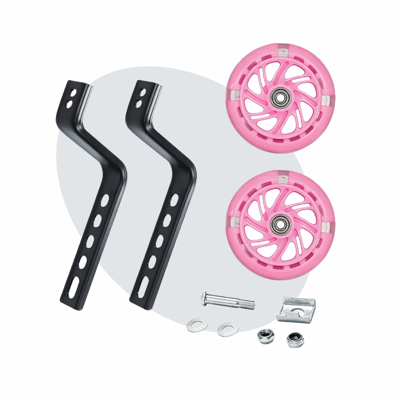 Voltano Zijwieltjes LED Verlichting Solid – Roze – 12-20 Inch - Verstevigd Staal