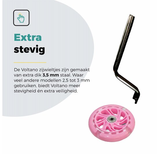 Voltano Zijwieltjes LED Verlichting Solid – Roze – 12-20 Inch - Verstevigd Staal