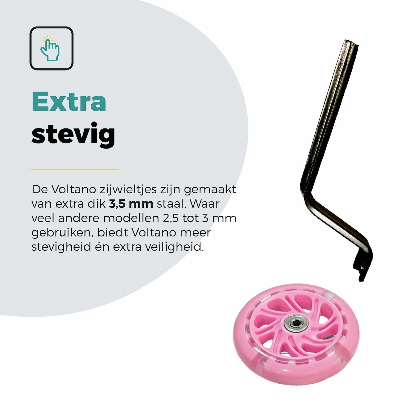 Voltano Zijwieltjes LED Verlichting Solid – Roze – 12-20 Inch - Verstevigd Staal