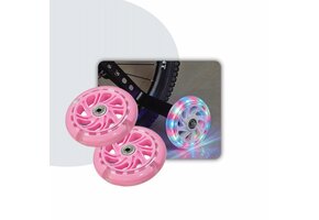 Voltano Zijwieltjes LED Verlichting Solid – Roze – 12-20 Inch - Verstevigd Staal