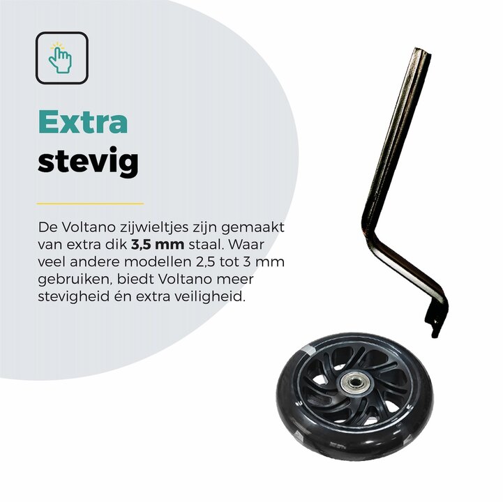 Voltano Zijwieltjes LED Verlichting Solid – Zwart – 12-20 Inch - Verstevigd Staal