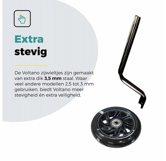 Voltano Zijwieltjes LED Verlichting Solid – Zwart – 12-20 Inch - Verstevigd Staal