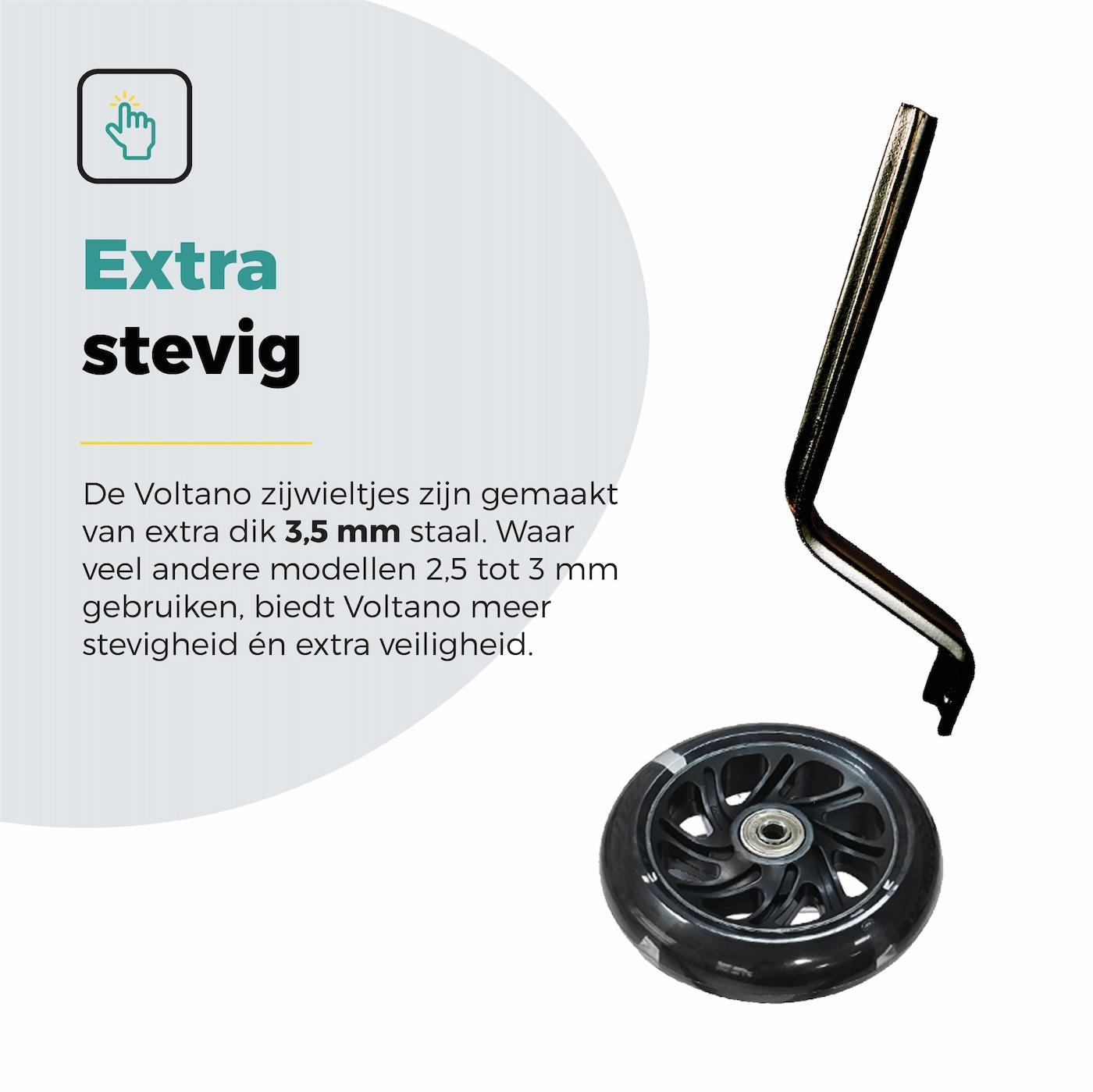Voltano Zijwieltjes LED Verlichting Solid – Zwart – 12-20 Inch - Verstevigd Staal