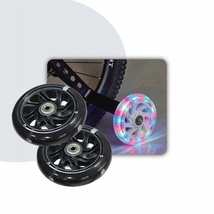 Voltano Zijwieltjes LED Verlichting Solid – Zwart – 12-20 Inch - Verstevigd Staal