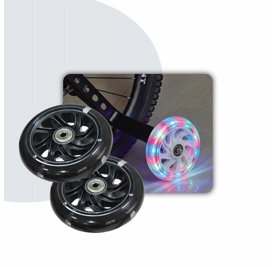 Voltano Zijwieltjes LED Verlichting Solid – Zwart – 12-20 Inch - Verstevigd Staal