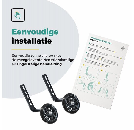 Voltano Zijwieltjes LED Verlichting Solid – Zwart – 12-20 Inch - Verstevigd Staal