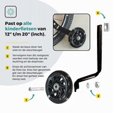 Voltano Zijwieltjes LED Verlichting Solid – Zwart – 12-20 Inch - Verstevigd Staal