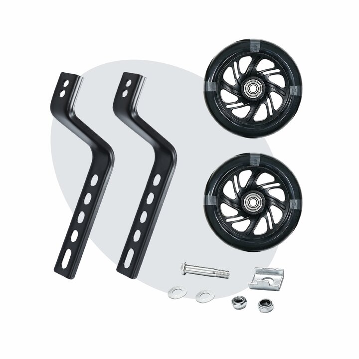 Voltano Zijwieltjes LED Verlichting Solid – Zwart – 12-20 Inch - Verstevigd Staal
