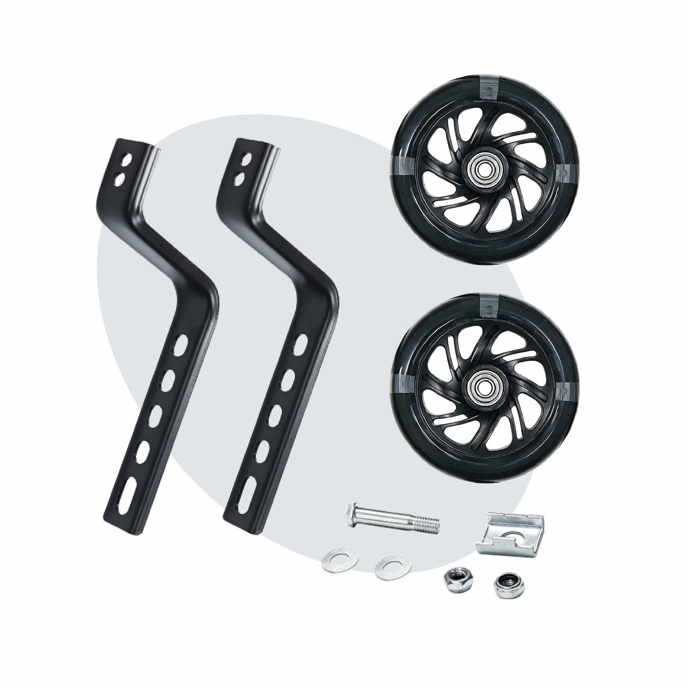 Voltano Zijwieltjes LED Verlichting Solid – Zwart – 12-20 Inch - Verstevigd Staal
