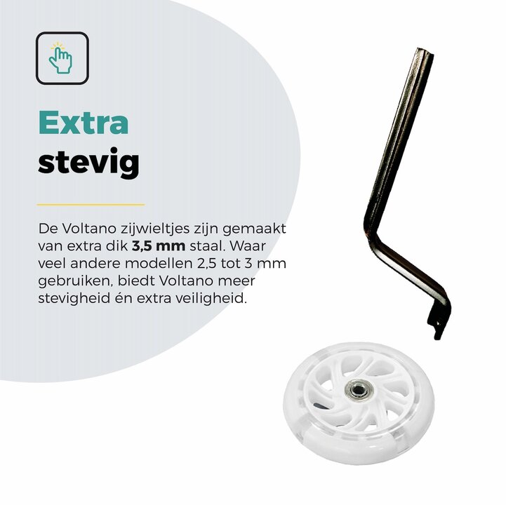 Voltano Zijwieltjes LED Verlichting Solid – Wit – 12-20 Inch - Verstevigd Staal