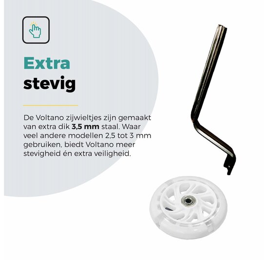 Voltano Zijwieltjes LED Verlichting Solid – Wit – 12-20 Inch - Verstevigd Staal