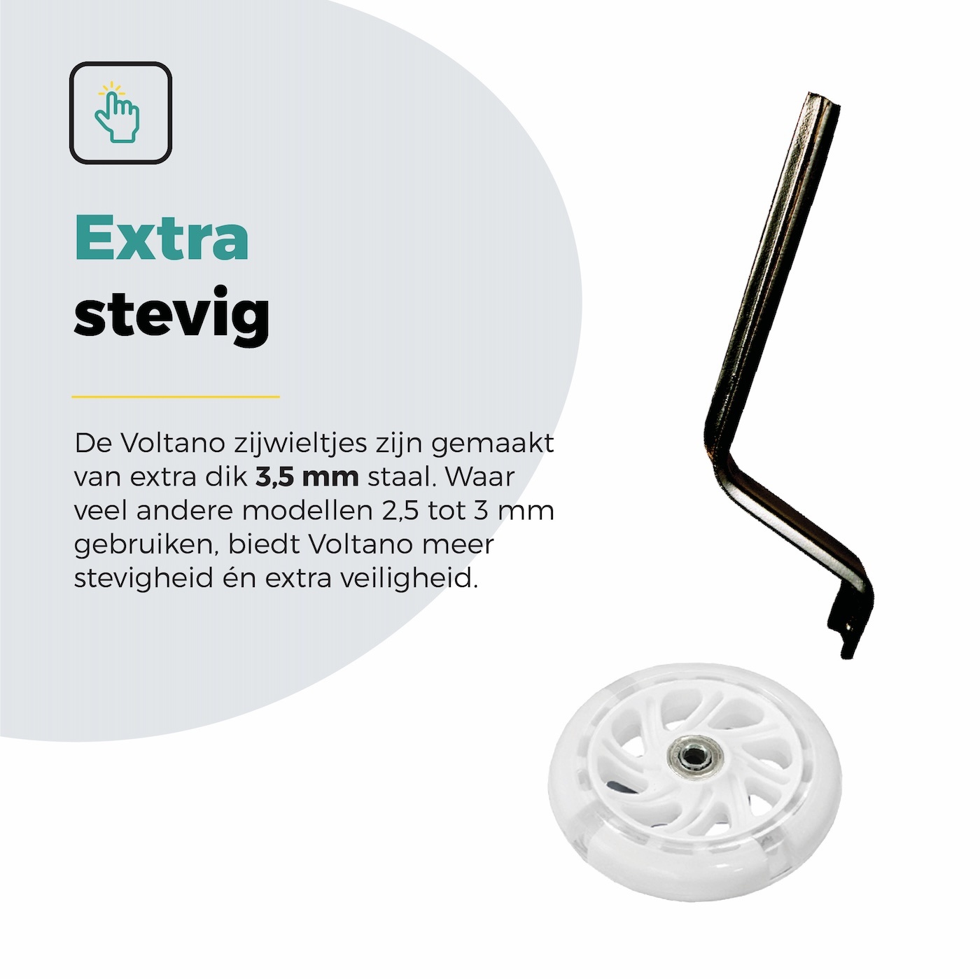 Voltano Zijwieltjes LED Verlichting Solid – Wit – 12-20 Inch - Verstevigd Staal