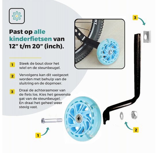 Voltano Zijwieltjes LED Verlichting Solid – Blauw – 12-20 Inch - Verstevigd Staal