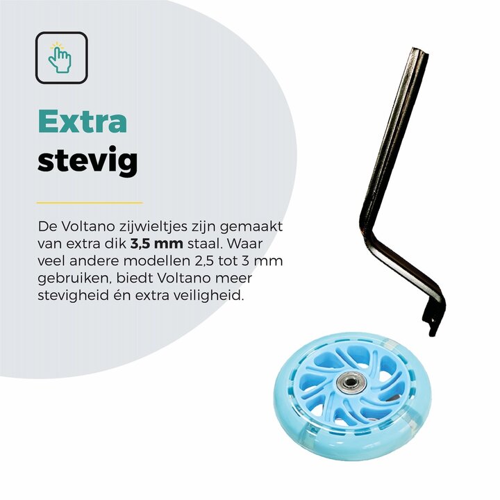 Voltano Zijwieltjes LED Verlichting Solid – Blauw – 12-20 Inch - Verstevigd Staal
