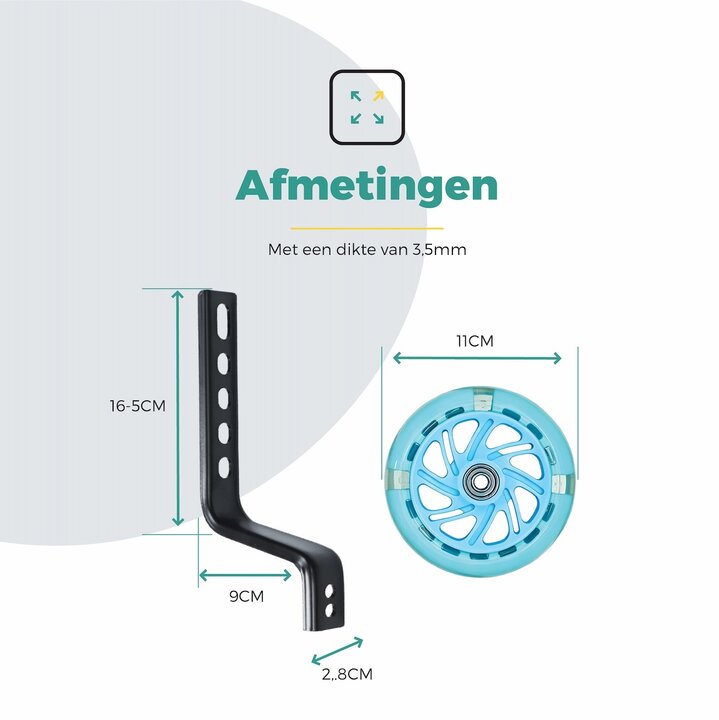 Voltano Zijwieltjes LED Verlichting Solid – Blauw – 12-20 Inch - Verstevigd Staal