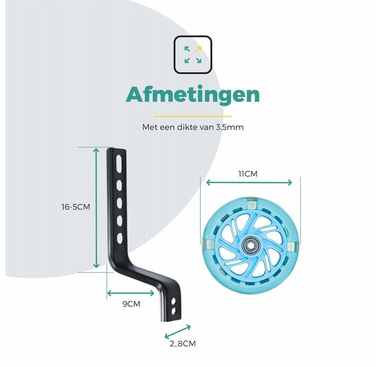 Voltano Zijwieltjes LED Verlichting Solid – Blauw – 12-20 Inch - Verstevigd Staal