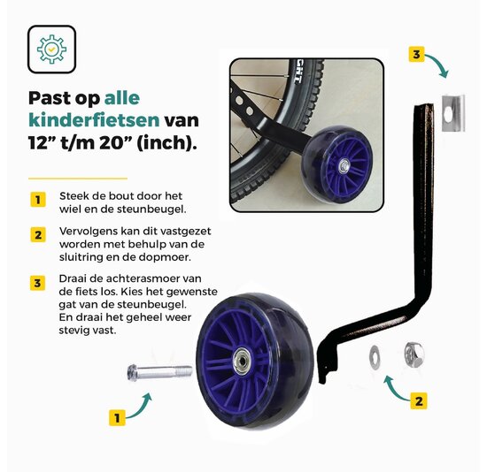 Voltano Zijwieltjes LED Verlichting Steady XL - Blauw - 12-20 Inch - Verstevigd Staal