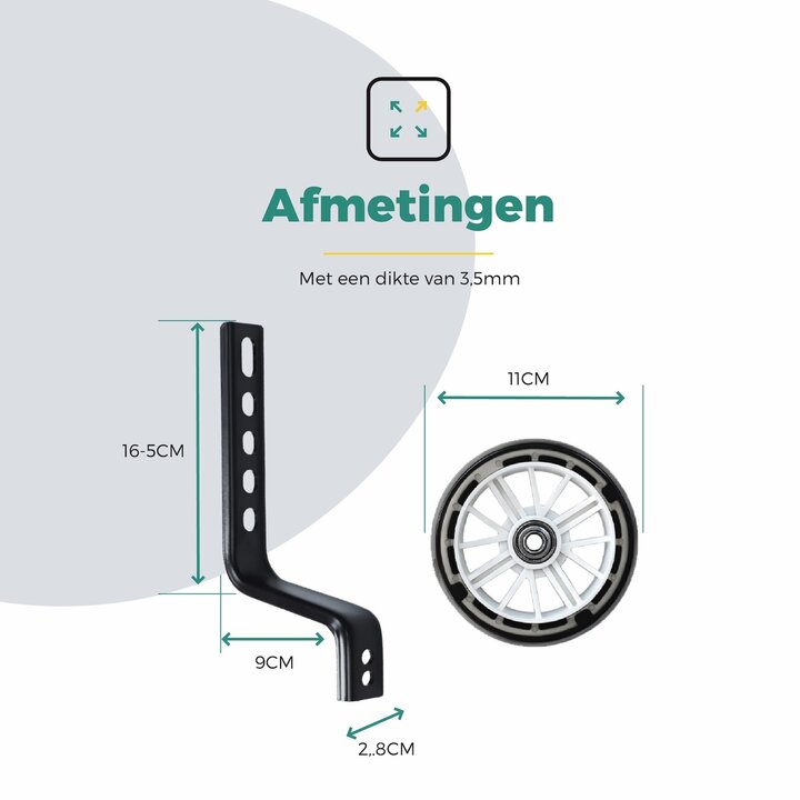 Voltano Zijwieltjes LED Verlichting Steady XL - Wit - 12-20 Inch - Verstevigd Staal