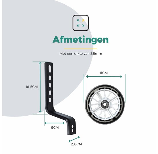 Voltano Zijwieltjes LED Verlichting Steady XL - Wit - 12-20 Inch - Verstevigd Staal
