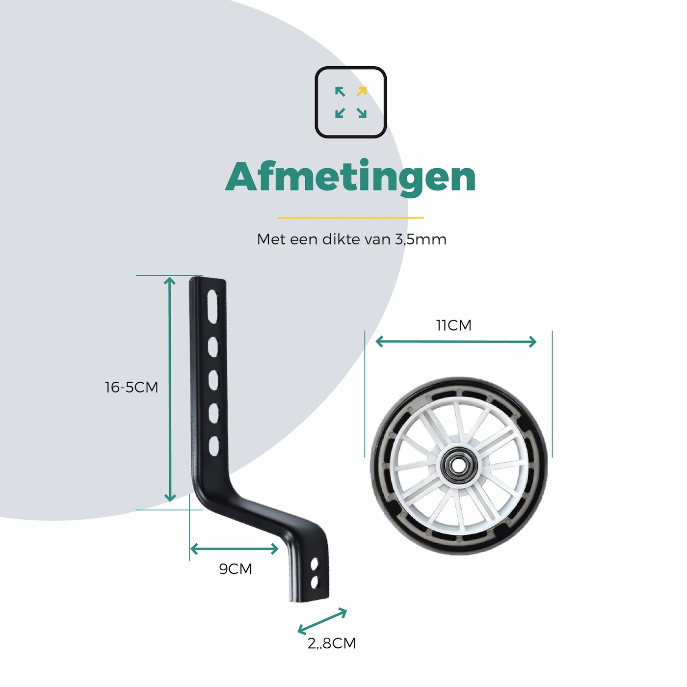 Voltano Zijwieltjes LED Verlichting Steady XL - Wit - 12-20 Inch - Verstevigd Staal