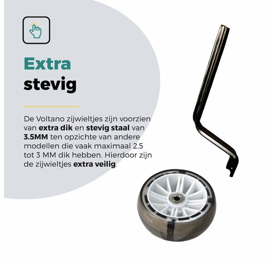 Voltano Zijwieltjes LED Verlichting Steady XL - Wit - 12-20 Inch - Verstevigd Staal