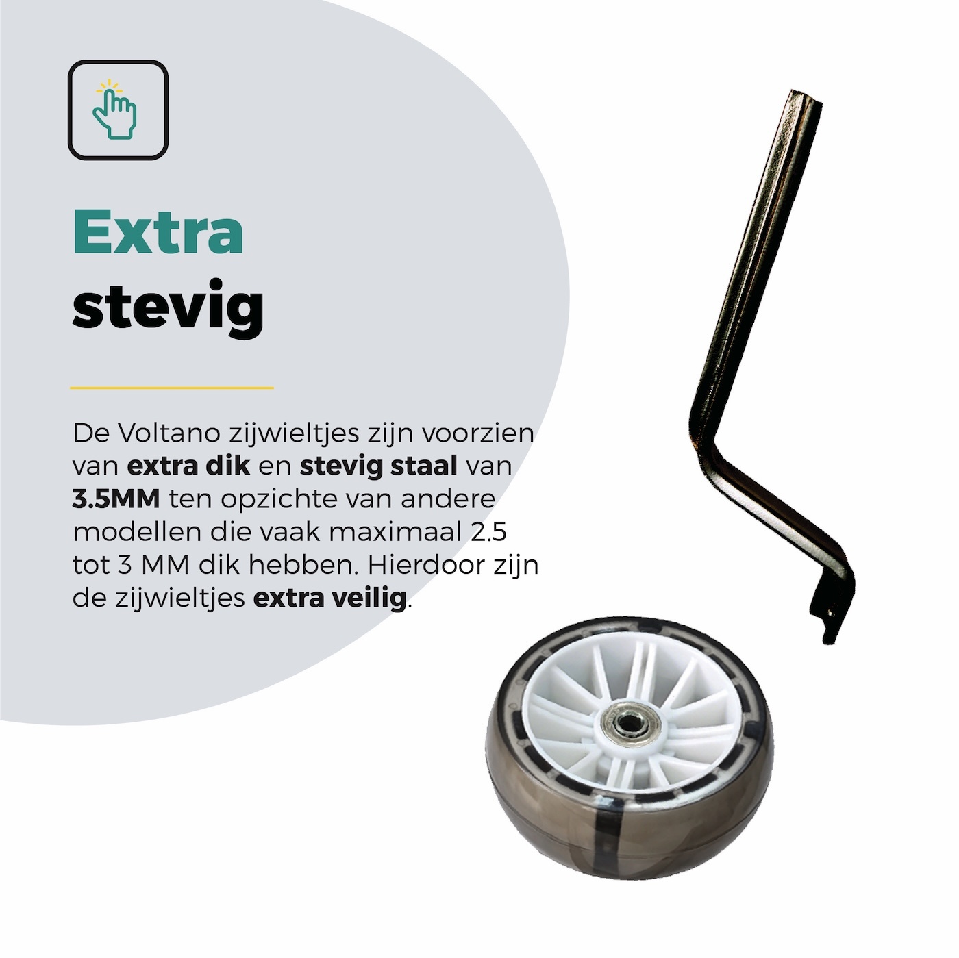 Voltano Zijwieltjes LED Verlichting Steady XL - Wit - 12-20 Inch - Verstevigd Staal